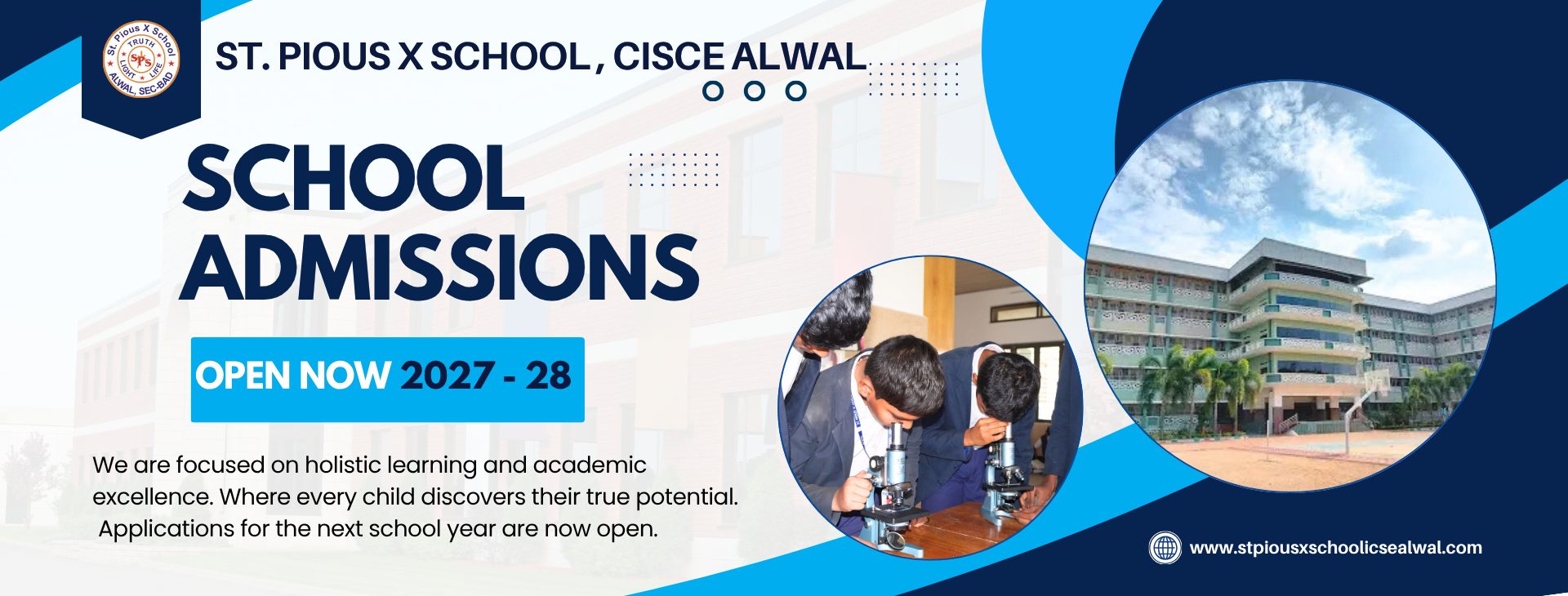 St Pious X School Alwal Admissions Banner