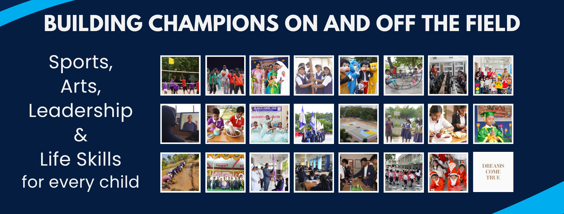 Students participating in sports, arts and leadership activities at St Pious X School